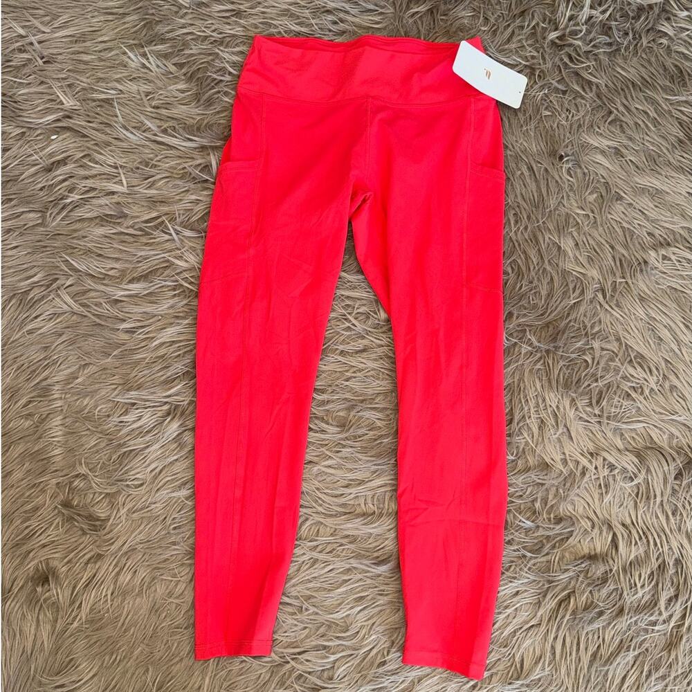 New Fabletics High Waisted Side Pocket 7/8 Legging Red Women's size L